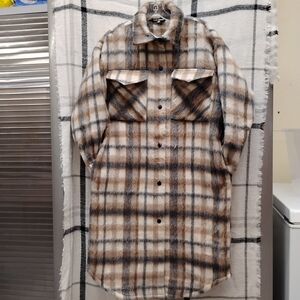 Steve Madden Beige and Brown Plaid Jacket